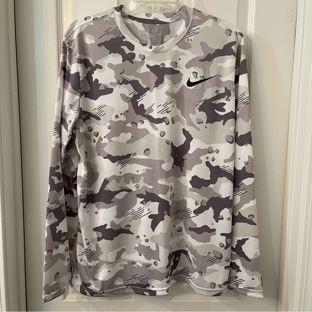 The Nike Tee Dri-Fit L/S - Camo Gray.  Mens: Medium.